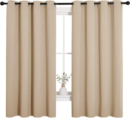 NICETOWN Room Darkening Curtain Panels - Thermal Insulated Grommet Drapes for Windows | Biscotti Beige, 2 Panels, W55 x L68-Inch