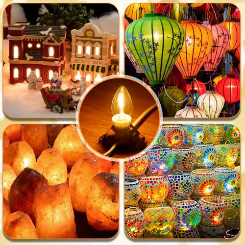 3-Pack LED Light Cord with 6 Bulbs for Christmas Village & Halloween Decor