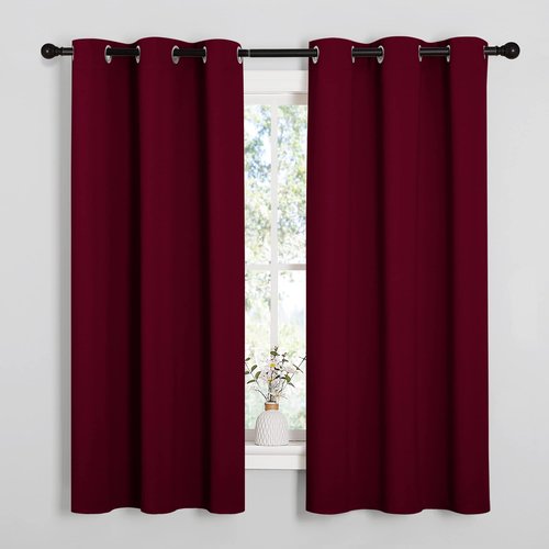 NICETOWN Blackout Curtains for Bedroom, Window Room Darkning Curtains/Drapes, Cold and Heat Reduction Curtains for Kitchen Living Room (Wine Red, 2 Panels, W42 x L63 inches)
