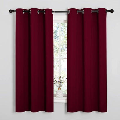 NICETOWN Blackout Curtains for Bedroom, Window Room Darkning Curtains/Drapes, Cold and Heat Reduction Curtains for Kitchen Living Room (Wine Red, 2 Panels, W42 x L63 inches)