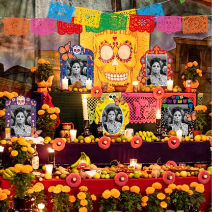 36pcs Dia De Los Muertos Irregular Shape Picture Frame Kit with Butterfly & Papel Picado