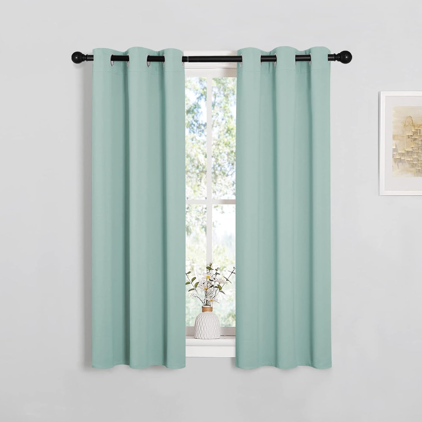 NICETOWN Thermal Insulated Blackout Curtains - Room Darkening Grommet Drapes | Aqua Blue, Set of 2 (29x45")