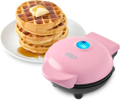 Dash Mini Waffle Maker | Compact Electric Iron for Creative Treats - Easy-to-Clean PTFE Nonstick - Pink