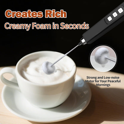 Skiennix Rechargeable Milk Frother - Handheld Drink Mixer with 3 Speed Settings & Detachable Whisks | Perfect for Coffee, Matcha & Protein Shakes