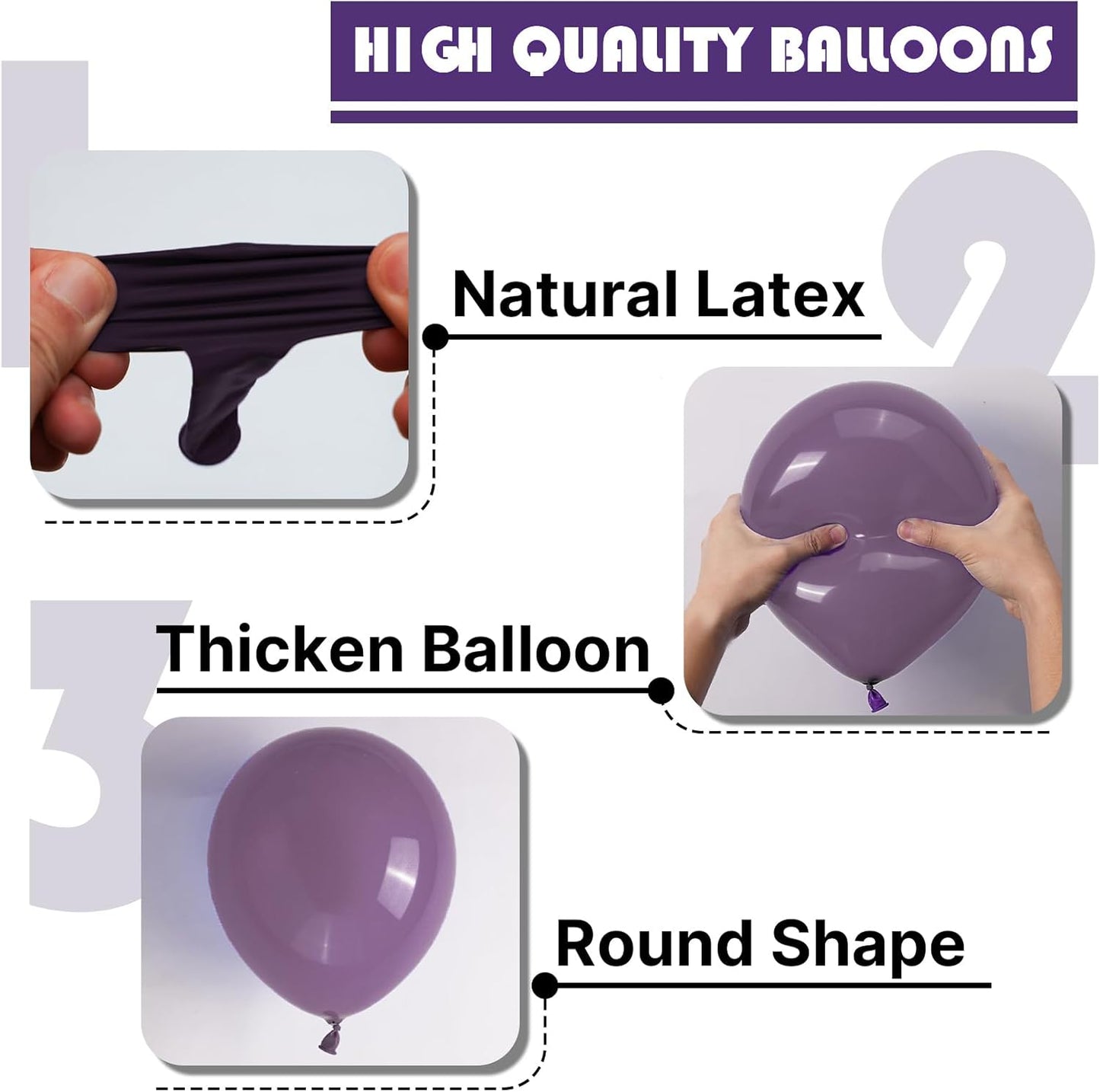 PartyWoo Dusty Purple Balloons - 50 Pcs 12 Inch Matte Mauve & Dark Purple Latex for Weddings & Celebrations