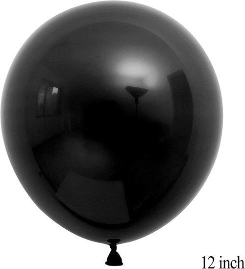 Black Balloons | 12-Inch Latex Balloons for Halloween & Birthday Party Decorations - 100 Pack