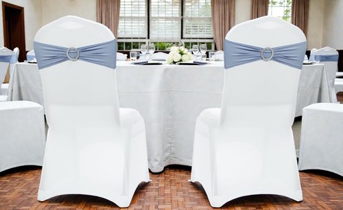 MDS Spandex Chair Sashes - Premium Stretch Covers with Buckle Slider | Universal Fit - Dusty Blue, Pack of 75