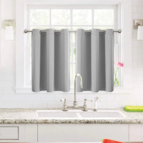 ChrisDowa Small Window Curtains - Grommet Thermal Insulated Room Darkening Panels, Light Grey (52 x 36 Inch)