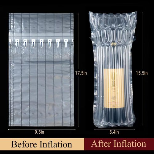 20 PCS Wine Bottle Travel Protector Bags, Inflatable Air Column Packaging Bubble Bag with Free Inflator Pump, Reusable Bottle Protector Bag for travel, Safe Choice for Wine Transportation