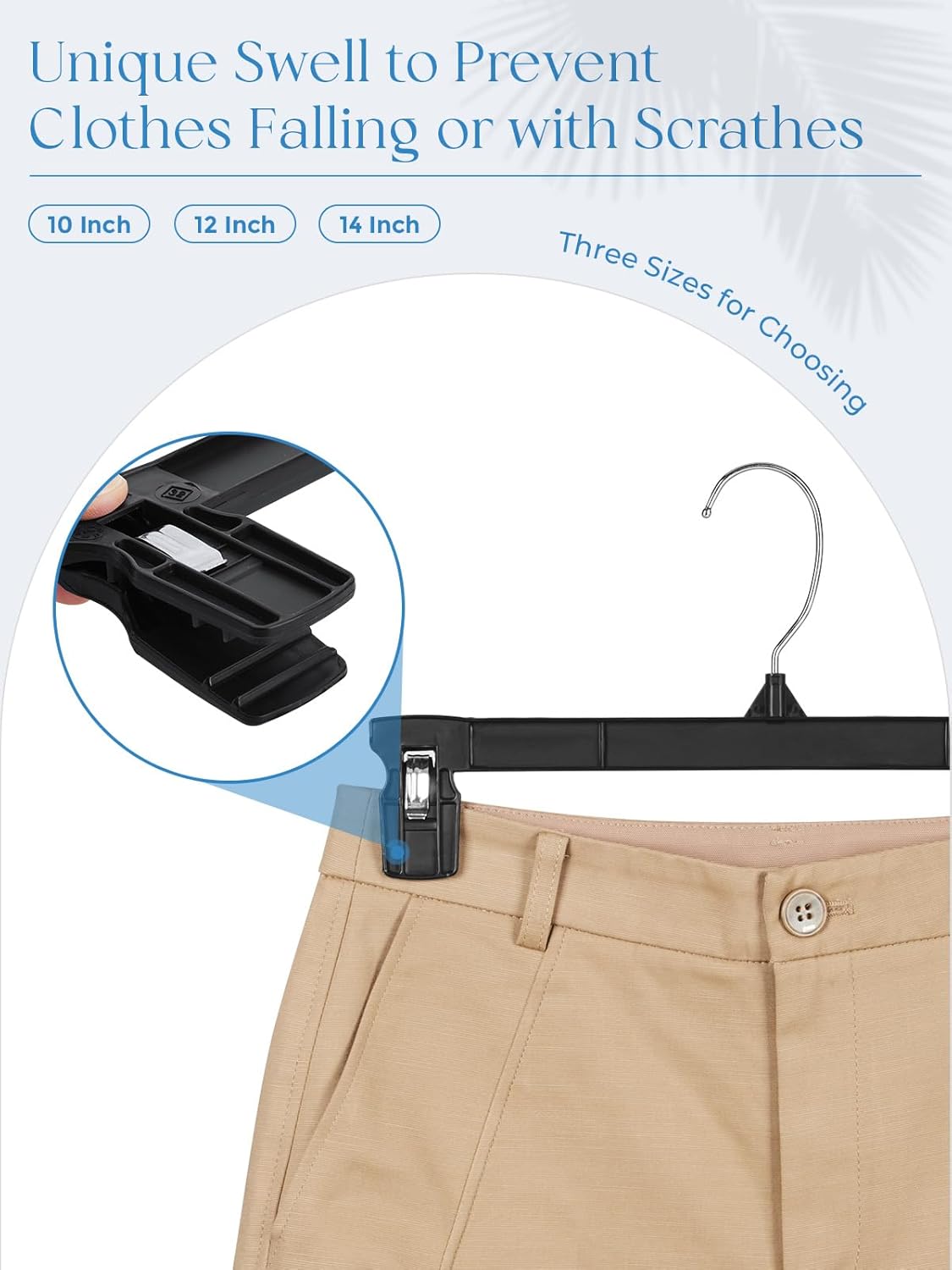 Smartor Pants Hangers - 30 Pack Heavy-Duty Black Clips with 360° Hooks for Shorts, Trousers, and Skirts | 12 Inch