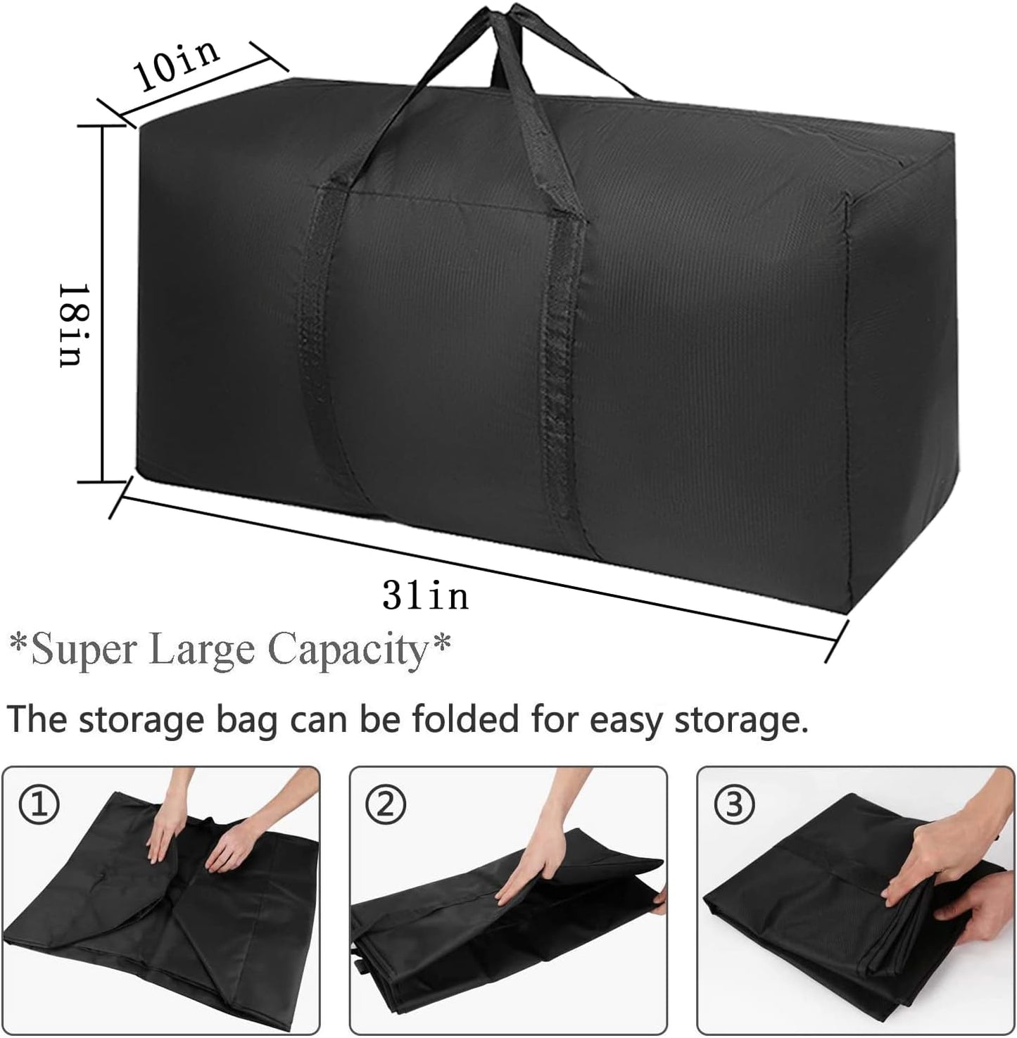 Skiennix Extra Large Moving Bags - Durable Zippers & Handles | Space-Saving Storage Totes (2 Pack)
