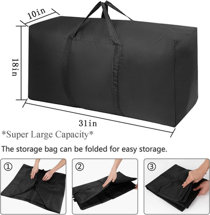Skiennix Extra Large Moving Bags - Durable Zippers & Handles | Space-Saving Storage Totes (2 Pack)