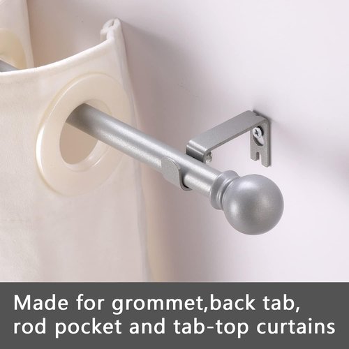 GXOACKJ Decorative Curtain Rods - Heavy Duty Metal, 48 to 84 Inch, Silver Finish with Brackets