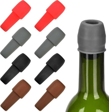 8Pcs Silicone Wine Stopper Leakproof Airtight Seal, Reusable Bottle Caps, Wine Bottle Cover Caps to Keep Wine Fresh, Beer Champagne Stopper Home Use