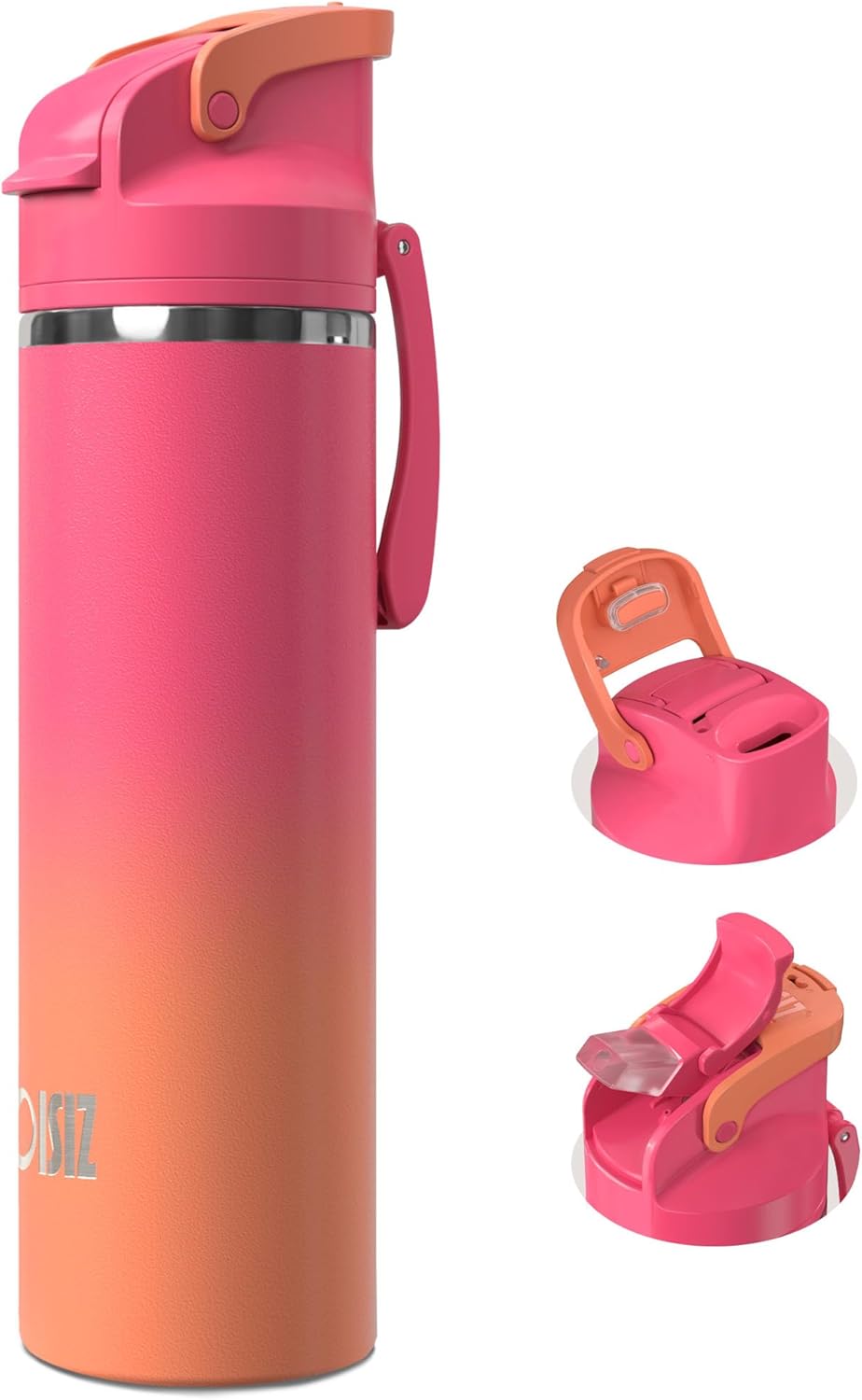 OISIZ Insulated Water Bottle - 24 oz Vacuum Stainless Steel with 2-in-1 Spout & Straw Lid | 100% Leakproof, Keeps Drinks Cold for 24 Hours