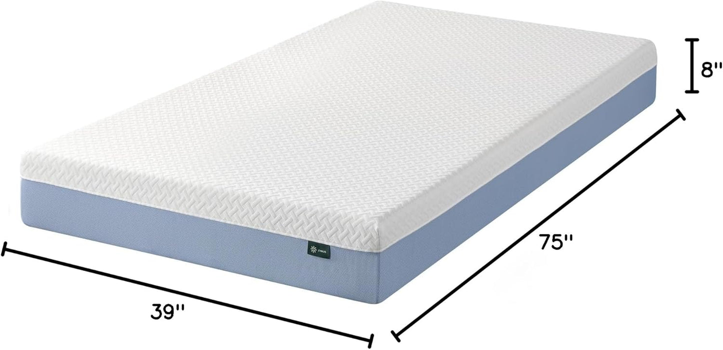 Zinus 8-Inch Twin Memory Foam Mattress - Cooling Comfort, Medium Feel, Fiberglass Free, Certified Safe