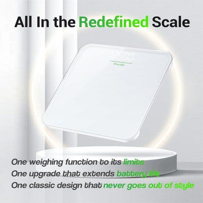 Ovutek Bathroom Scale for Body Weight, Highly Accurate Digital Weighing Machine for People, Upgraded Batteries Included, Compact Size, LED Display, Physician Scale with Sturdy Tempered Glass, 400lb