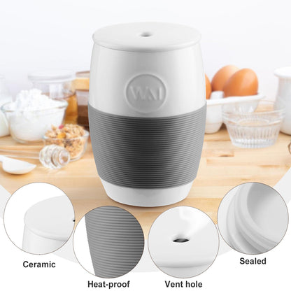 Non-Stick Ceramic Egg Cooker,Quick Scrambled Egg Maker with Silicone Sleeve for Easy Grip and Heat Protection, Holds Up to 4 Eggs for Mug Cakes, Muffins, and Omelets