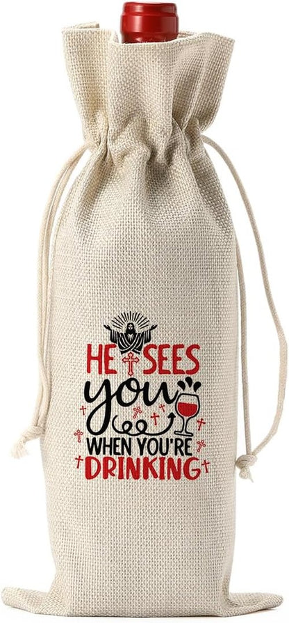 Funny Easter Wine Bag Easter Basket Easter Christian Religious Decorations Easter Holiday Gifts for Women Men Easter Wine Bag Wine Accessory Sets Gifts for Wine Lover Easter Party Decorations