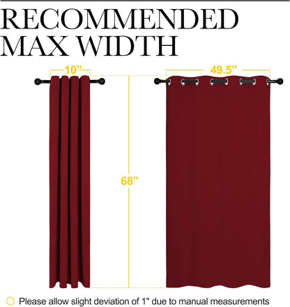 NICETOWN Blackout Curtains - Thermal Insulated Burgundy Drapes for Laundry Room | 55x68 Inch Pair