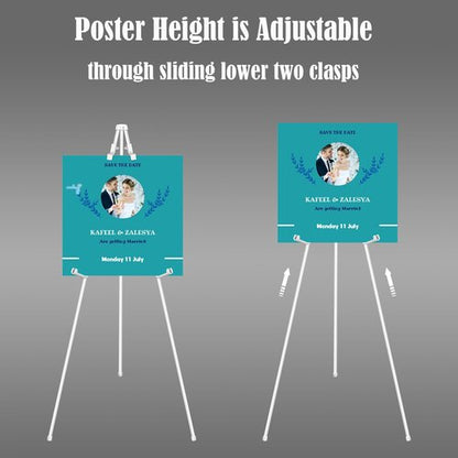 JIUYE Basic White Easel for Wedding Signs,Adjustable Height Floor Easel Stand for Display Posters Tripod Base,Hold Lightweight Arts Indoor use,Supports 4lbs,1Pack
