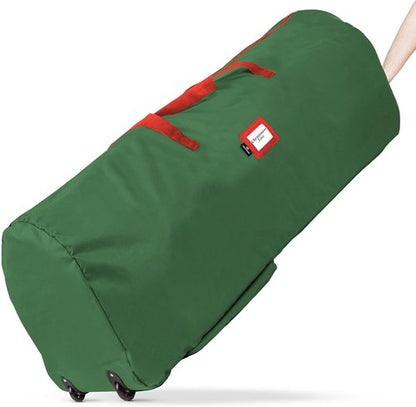 Handy Laundry Christmas Tree Storage Bag with Wheels - Heavy Duty 7.5 ft Capacity, Durable Green Zippered Container for Ornaments & Decorations