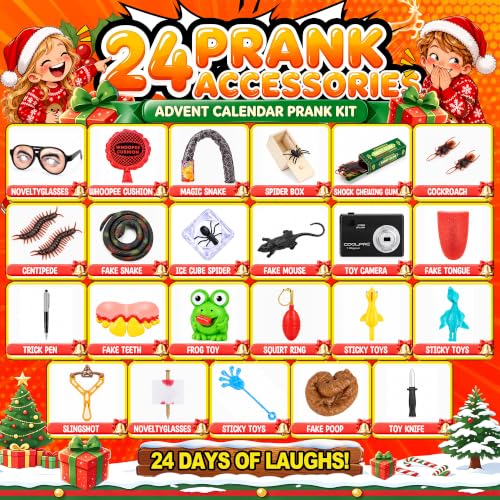 2026 Advent Calendar with Prank Kit for Boys and Girls - Yellow