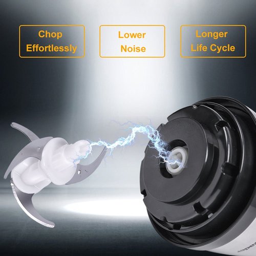 Electric Food Chopper, 5-Cup Food Processor by Homeleader, 1.2L Glass Bowl Grinder for Meat, Vegetables, Fruits and Nuts, Stainless Steel Motor Unit and 4 Sharp Blades, 300W