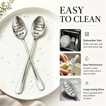 Small Best Friend Christmas Gift Card with Engraved Coffee Spoons - Friendship Set