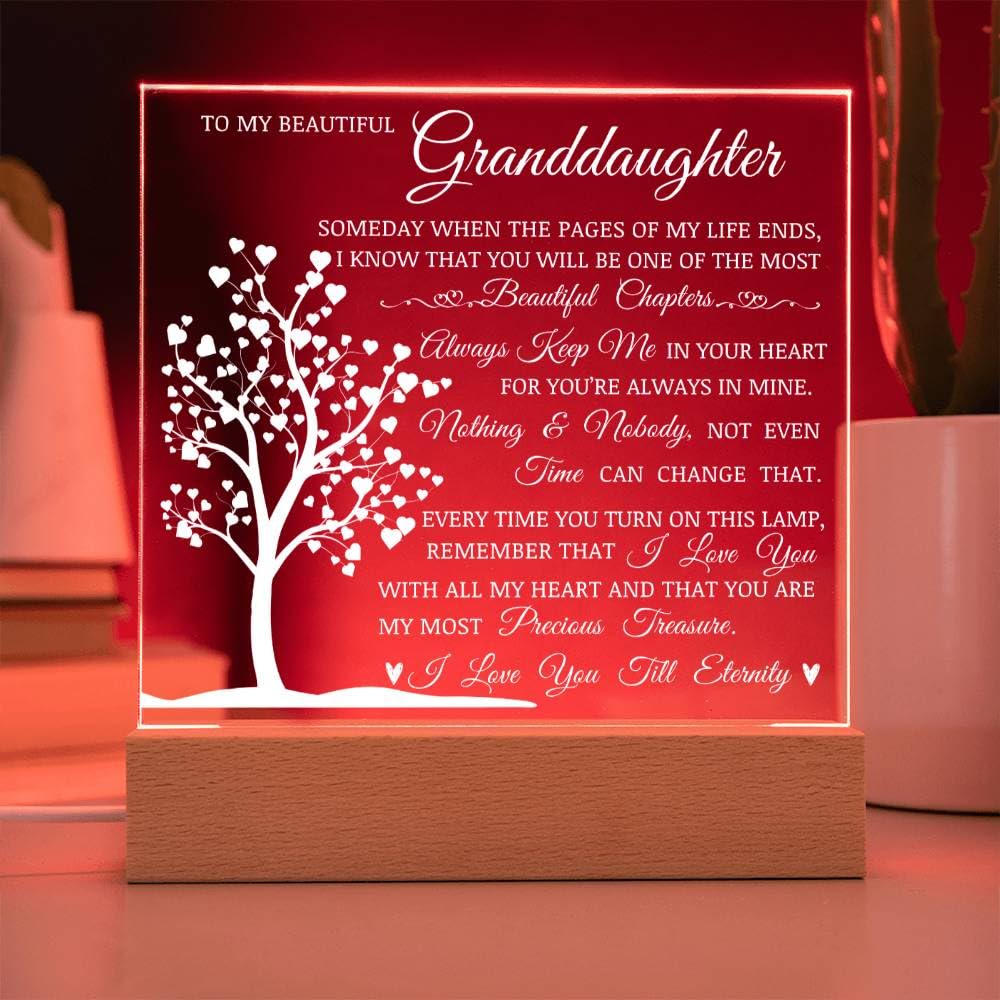 To My Beautiful Granddaughter, You Are My Most Precious Treasure, Acrylic Plaque with Decorative Light, Heartwarming Gift for Granddaughter, Gift from Grandma or Grandpa, Birthday Christmas Gift Idea
