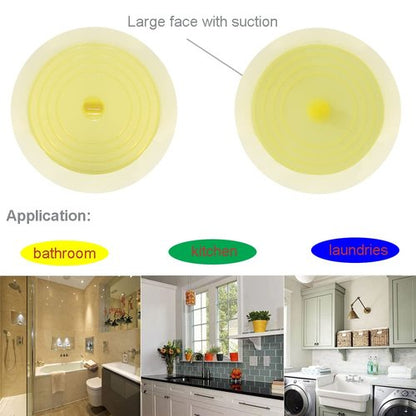 V-TOP Bathtub Drain Plug 2 Pack, 6 inches Large Silicone Tub Stopper Hair Stopper Flat Suction Cover for Kitchen Bathroom and Laundry (Yellow Transparent)