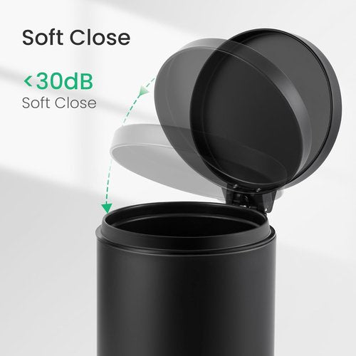 Cesun Small Black Trash Can - 1.2 Gallon Bathroom Garbage Can with Lid & Foot Pedal | Matte Black