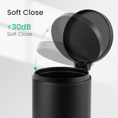 Cesun Small Black Trash Can - 1.2 Gallon Bathroom Garbage Can with Lid & Foot Pedal | Matte Black