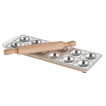 Imperia 12-Square Ravioli Maker 127-12 with Rolling Pin and Instructions - Easy to Use Pasta Making Kit - Set is Portable and Great for Homemade, Authentic Italian Cooking or Holiday Gift