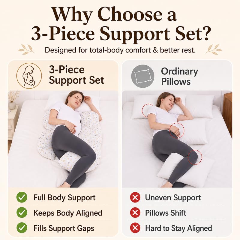 Pregnancy Body Pillow for Back Pain Relief - Beige Maternity Support Pillow