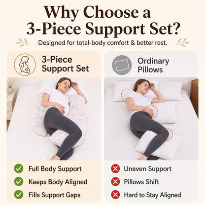 Pregnancy Body Pillow for Back Pain Relief - Beige Maternity Support Pillow