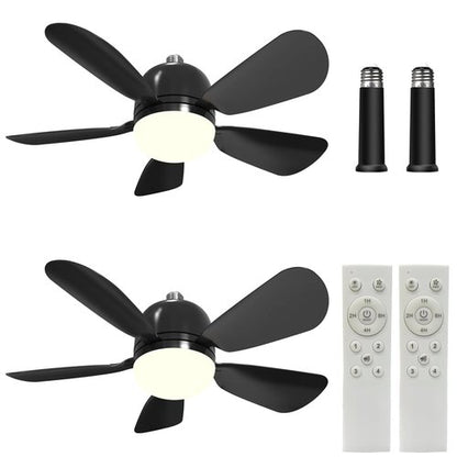 2Pack Socket Fan Light, Ceiling Fans With Lights and Remote, E26 Screw-in Socket Ceiling Fan Bulb With Dimmable LED, Airflow Quiet Fan for Bedroom Living Room Kitchen - Black