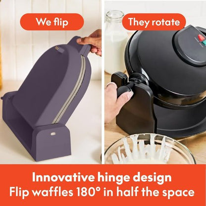 Bella Waffle Maker - EverGood™ Ceramic Nonstick Coating, Compact Design, 1000 Watt, Plum Color