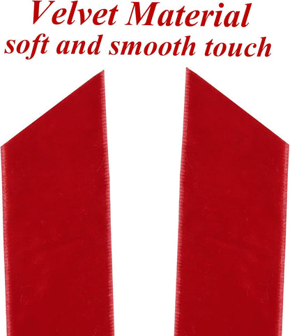 Regine Switzerland Red Velvet Ribbon Bows - 12Pcs 5in x 10in Christmas Tree Ornaments | Holiday Decor