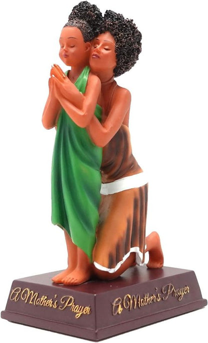 African American Expressions Mother’s Prayer Figurine - Inspirational Resin Statue of Praying Black Mother & Daughter | Faith-Based Home Décor Gift