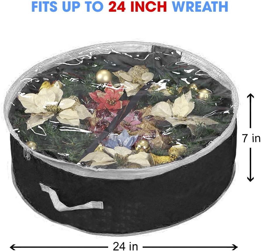 Primode Wreath Storage Bag 24" - Durable 600D Oxford Container with Clear Window for Easy Holiday Storage