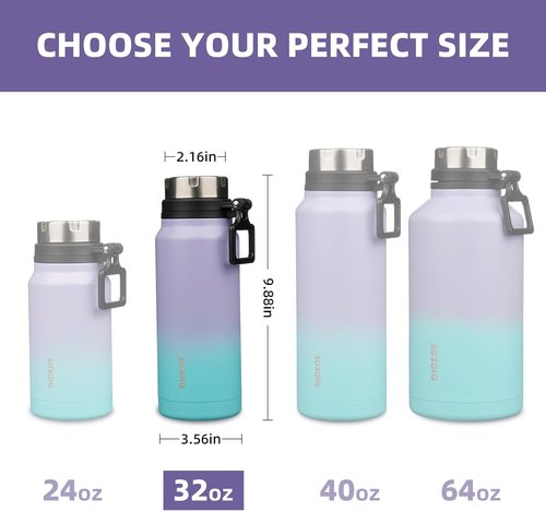 BJPKPK 32oz Insulated Water Bottle - BPA-Free Stainless Steel Thermal Flask | Lavender Green Color