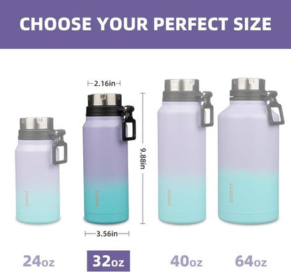 BJPKPK 32oz Insulated Water Bottle - BPA-Free Stainless Steel Thermal Flask | Lavender Green Color