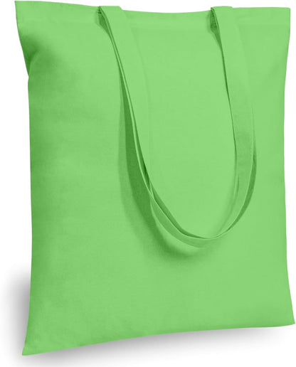 TOPDesign 12-Pack Baby Green Cotton Tote Bags - Lightweight Reusable Grocery Bags for DIY & Promotions