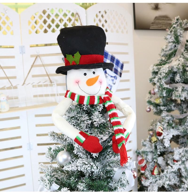 Christmas Tree Topper Snowman Ornament with Colorful Stripe Scarf - 4FT-5FT
