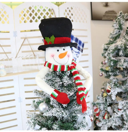 Christmas Tree Topper Snowman Ornament with Colorful Stripe Scarf - 4FT-5FT