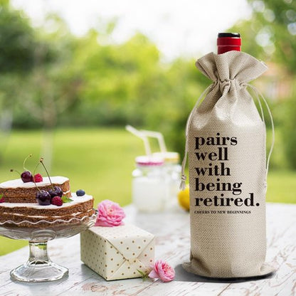DOI-LANEE Pairs Well With Retirement Wine Bag Retirement Gifts for Him or Her Teacher Coworker Employees Friend Colleagues Nurse Doctors Boss Retirees Work