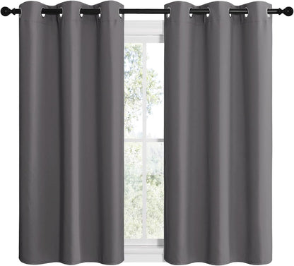 NICETOWN Blackout Curtains - Thermal Insulated Drapery Panels | Solid Ring Top, Gray, 42 x 50 Inches (Set of 2)