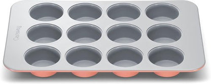 Caraway Non-Stick Ceramic Muffin Pan - 12-Cup Design with Naturally Slick Coating - Non-Toxic & PFOA Free - Ideal for Cupcakes and More - Perracotta