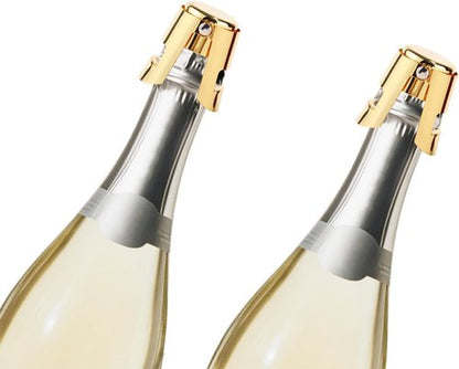 3pcs Champagne Stoppers, Stainless Steel & Silicone Bottle Cork Leak-Proof Keep Bubbles Fresh Champagne Sealers & Wine Savers Reusable Wine Stopper for Cava Prosecco and Sparkling (Gold)